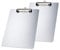 2er Alu Klemmbrett A4 mit gummierter Metalklemme, Schreibbrett DIN A4 mit Aufhängeose, Pad Halter Clipboard - Stabile Aluminum Schreibplatte - Schreibblock 2er Pack in Farbe Silber TKD8025-silver-2x