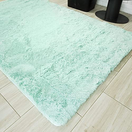Carpeto Rugs Shaggy Teppich Wohnzimmer Flauschig - Wohnzimmerteppich Modern - Flauschiger Kuschelteppich Hochflor - Weich Langflor Teppich Kinderzimmer, Schlafzimmer - Mintgrün - 80 x 150 cm