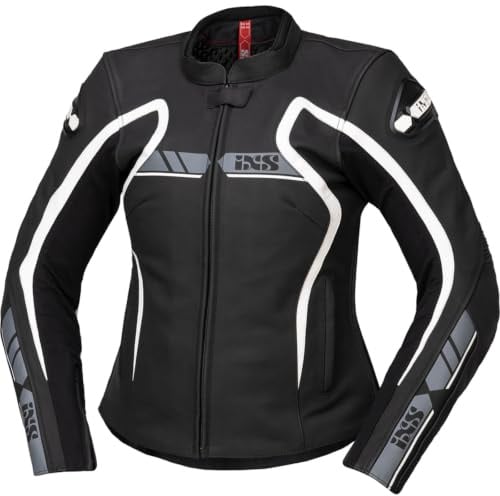 IXS RS-600 1.0 Damen Motorrad Lederjacke, schwarz/weiß, 42