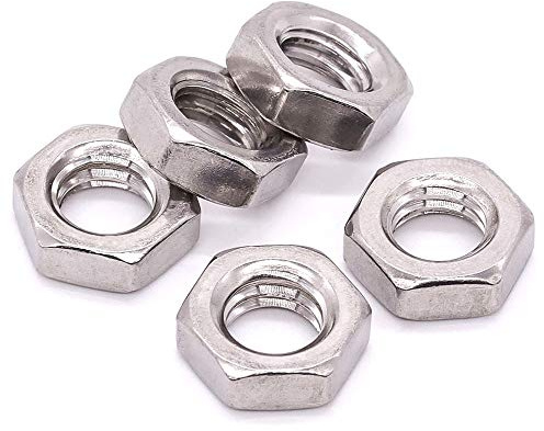 3/8-16 UNC Stainless Steel Thin Hex Nuts Hexagon Jam Nuts, 304 Stainless Steel 18-8, Full Thread, Coarse Thread, 25 PCS