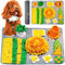 MULEVIP Tapis de Fouille Chien 72×52cm Tapis Snuffle Chien Puzzle Toys Tapis de Fouille Jeu Tapis Snuffle pour Chien Chat,Snuffle Mat Reniflant de Chien Couverture Pliable(Vert jaunâtre)