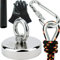 SENSEI Set 250 kg, N52 Neodym-Magnet mit Öse, Ø7,5 x H1,8 cm, Segelseil 25 m, Schutzhandschuhe + Zubehör, Set mit Ösenmagnet zum Magnetfischen im Wasser
