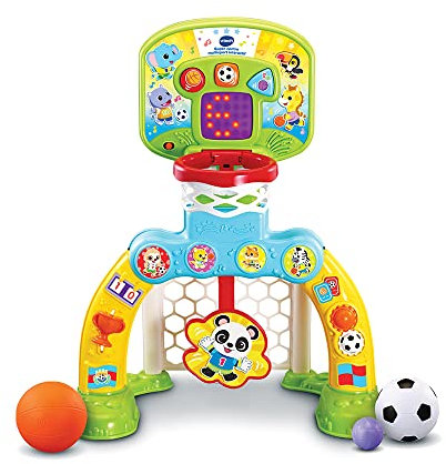 VTech Interaktives Multisport-Interaktives Sport-Sport-Basketball, Fußball, Sport-Aktivitäts-Struktur – 1/3 Jahre – Version FR