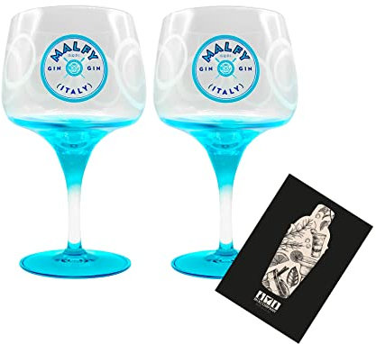 Malfy Gin Ballon Gläser Blau - 2er Set Stielglas Ballonglas Gin & Tonic Glas
