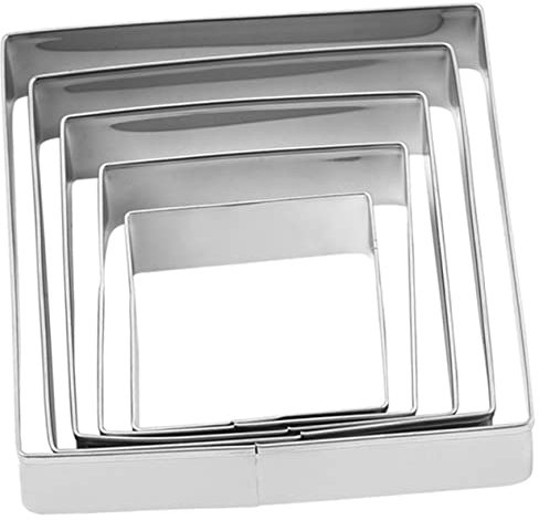 BESTonZON 5 Pièces Accessoires Formes Alimentaires Cuisine Restaurant Presse Biscuit Coupe Réutilisable Moules Décoratifs Pâte Carré Pâtisserie Inoxydable Fabrication Fondant Cutters Outils