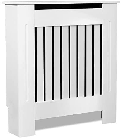 White Small Radiator Cover Vertical Radiator Covers MDF Wood Cabinet Shelf Heating Covers For Living Room, Hallway (19D x 78W x 83.2H cm)