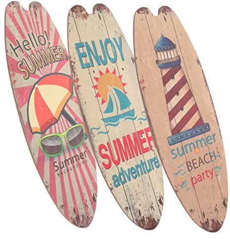 BESPORTBLE 3Pcs Retro Decorazioni per La Casa Decorazioni per Esterni Estate Artigianato Decorazione della Parete Tropicale Tavola Surf Ornamento Estate Tavola Surf Appeso Portico