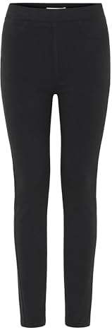 OXMO OXKeily Damen Jeggings Treggings Hose Stoffhose mit Gummizug Eingrifftaschen Label-Details leicht elastisch Slim fit, Größe:S, Farbe:Black (200451)