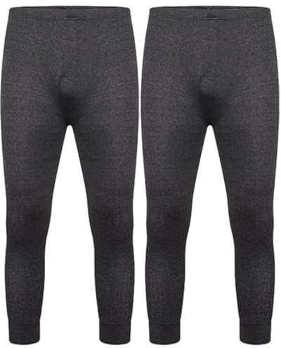 DOLCE ENVY Men's Thermal 2 Pack Long John Bottom Trouser Warm Base Layer for Winter Suitable for Daily Use High-Performance Bottom Trouser (Medium, Charcoal)