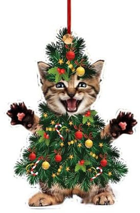 Décorations de Noël en Forme de Chat Mignon - Pendentif pour Arbre de Noël et Ornements à Suspendre pour Voiture