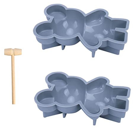 Bären Schokoladen Silikonformen 2pcs 3D Breakable Bären Schokoladenschalter mit Hammer für Valentinstag Smash Bears Mousse Kuchen Dessert Back Jello Big Gummi Bär Geburtstag Süßigkeiten Schimmelpilze