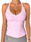 Danysu Tank Top Damen Mit Integrierter BH Sexy V-Ausschnitt Spaghetti Top Ärmellos Sommer Gerippt Tanktops Sport Oberteile Basic Shirt Camisole Einfarbig Rosa - Blossom Pink, Klein