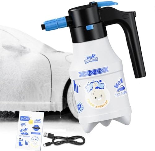 Snow Foam Pump Sprayer, Rechargeable Electric Snow Foam Gun, 1.5l Large Capacity, Spray Angle Up to 70 °, Hdpe Raw Material, Pump Sprayer with Diy Stickers for Car Wash, Outdoor, Bathroom, Kitchen