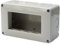 Scatola a montaggio esterno, 4 Moduli/posti, Compatibile con Vimar Plana, IP40 per interno, Grigio, Custodia, Contenitore da parete porta frutti, per interruttori/prese, con passacavi