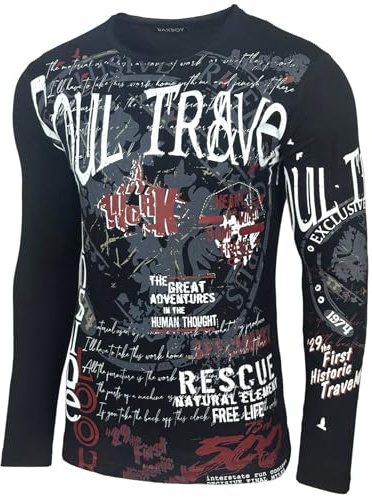 Herren Longsleeve T-Shirt Moderner Männer Langarmshirt Langarm Sweatshirt 704