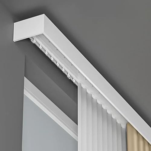 Gardinenstange aus Aluminium, 2-läufig, Deckenmontage, mit Zubehör, 4 m, Raumteiler, vielseitiges Vorhangsystem für Zuhause und Büro, leichtgängige Gardinenstange