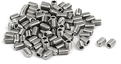 sourcing map M4x6mm hexagonal de acero inoxidable 316 copa Punto sin cabeza tornillos 100pcs