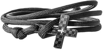 kohlenstoff 12 „Vaith“ Armband Herren Cord Bracelet Schwarz Weiß Schmuck Kreuz Carbon Black White als edles Accessoire für den modernen Mann (18.00)