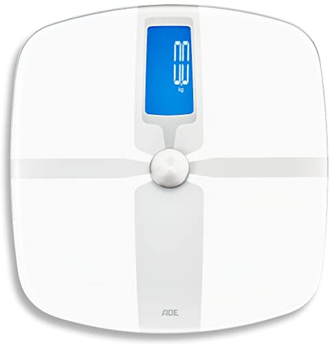 ADE Körperfettwaage BA 1800 FITvigo (Personenwaage mit App, Bluetooth zur Analyse von Gewicht, Körperfett, Körperwasser, Muskelmasse, BMI) weiß