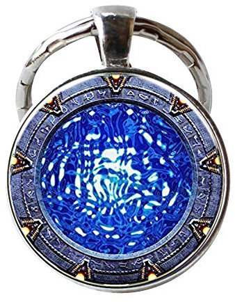 Stargate Atlantis Schlüsselanhänger, Stargate Portal SG1, Stargate Schlüsselanhänger, Geburtstagsgeschenk, 25 mm, Metall Glas Silber