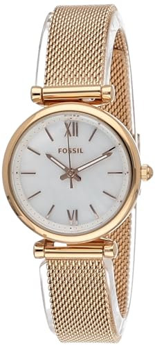 Fossil Carlie Damen-Armbanduhr mit Perlmutt-Zifferblatt, Edelstahl, ES4433, Armband, Armband