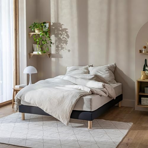 Cache-sommier 160x200 Noir – 100% Coton Jersey Extensible – Doux, Résistant, Facile à Installer – Oeko-TEX – pour sommier de 15 à 30 cm