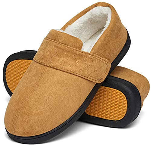 Mishansha Hausschuhe Herren Winter Warme Pantoffeln für Herren Rutschfeste Plüsch Hüttenschuhe Indoor Slippers Gefütterte Puschen Gebrannte Umbra,Gr.42