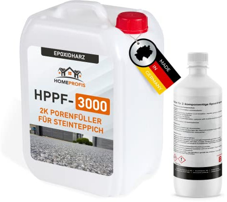 Home Profis® HPPF-3000 2K Epoxidharz Porenfüller für Steinteppich Innen & Außen (6kg) – Transparente Versiegelung, Porenverschluss zur Teilverfüllung und Vollverfüllung