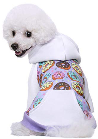 Miaododo Hunde-Kapuzenpullover mit Kapuze, warme Chihuahua-Kleidung für kleine, mittelgroße Haustiere, Hunde und Katzen, mit echter Tasche(M, Violett)