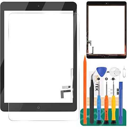 para iPad Air 1 1ª generación de Pantalla táctil digitalizador de Vidrio de Repuesto, para iPad 5 A1474 A1475 A1476 Panel Kit de Piezas de reparación (con botón de Inicio) (Negro)