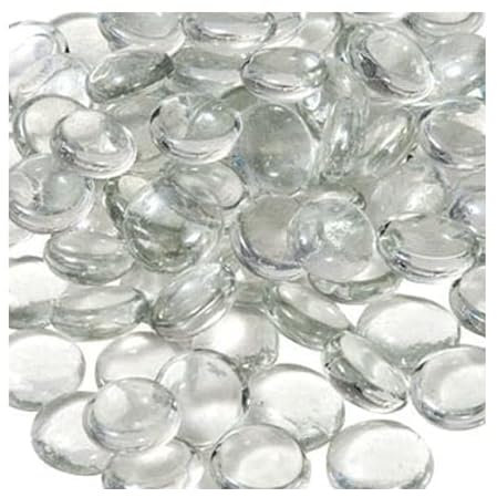 25 x Flat Button Coloured Glass Beads , VASE Craft ++ Pick Colour New (Aqua Blue x 25pc) (25 x Clear)
