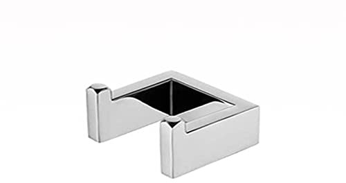 Knoppo® Port – Handtuchhaken, Design Doppelhaken, Doppelhandtuchhaken, Bademantel oder Kleiderhaken chrom, hochwertiger Edelstahl Metall Haken (inklusive Montage-Set) eckig poliert zur Wandmontage