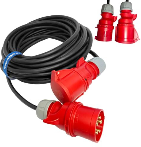 Hilark Verlängerungskabel basierend auf H07RN-F-Kabel, gerader Stecker (3m, 5x4 mm2 32A)