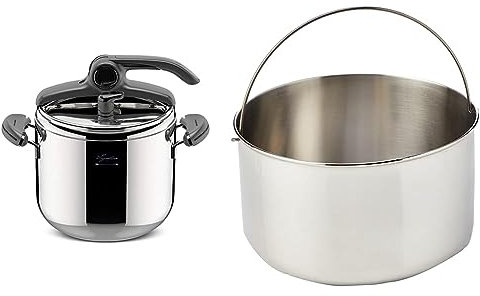 Lagostina Mia Lagoeasy'Up Pentola A Pressione, 7 L, Acciaio Inox 18/10, 22 Cm & Accessorio Per Pentola A Pressione Cestello Cuocivapore, Acciaio Inox, Diametro 18 Cm Per CapacitÀ 7 Litri