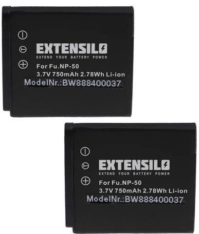 EXTENSILO 2x Battery Replacement for Fuji/Fujifilm NP-50 for Camera DSLR (750 mAh, 3.7 V, Li-Ion)