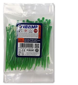 Velamp Bridas de nailon verde 2.5 x 100-100 piezas