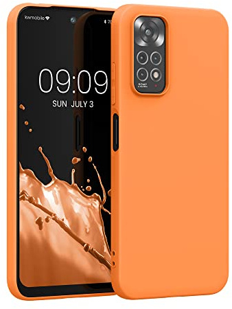 kwmobile Hülle für Xiaomi Redmi Note 11 / Note 11S TPU Case - Handyhülle unterstützt kabelloses Laden, Flexible Schutzhülle, gummiertes Cover in Fruity Orange