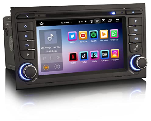 GONFEN 8-Kern 4GB+64GB Android 13 Autoradio für Audi A4 S4 RS4 8E 8F B9 B7 RNS-E Seat Exeo mit 7-Zoll Bildschirm Bluetooth 5.0 Kabelloses Carplay Android Auto GPS Navigation WLAN DAB+ DVD DSP FM RDS