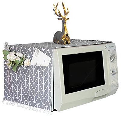 Tuzsocr Microwave Dust Proof Cover,Universal Dustproof Cover,Microwave Oven Accessory Protective Cover,Dust-Proof Covers Hood Home Decor,Kitchen Appliance Cover with Side Storage Pockets (grey1)