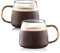 Luxtea Vintage Glass Coffee Mugs Set of 2 Ribbed Drinking Glasses Clear Tea Cups Borosilicate Glass Cup in Vertical Stripes Pattern for Cappuccino,Latte,Beverage (14 Fl.Oz.,Yellow Handle)