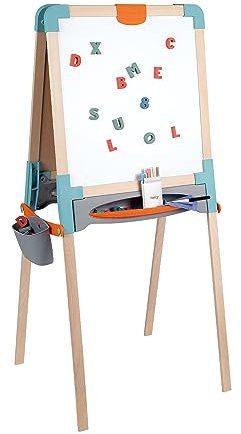 Smoby - Holztafel - Doppelseitige Mal- und Kreativtafel auf Holz, mit Kreide, Filzstift und Magnetbuchstaben, für Kinder ab 3 Jahren