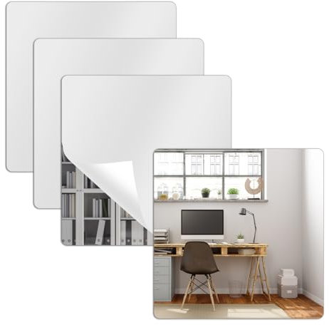 4 Stück Spiegel Zum Aufkleben, Klebespiegel für Die Wand Selbstklebende Spiegel Klebespiegel für Schrank Spiegel Aufkleber Klebe Spiegelfliesen Spiegelwand für Badezimmer, Schlafzimmer (20 x 20cm)