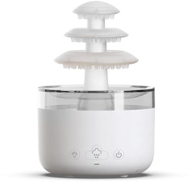 500ML Snuggling Cloud Rain Humidifier, Aromatherapy Essential Oil Diffuser 7 Colors Night Light, Bedroom Air Humidifier, Bedside Table Lamp Fountain Water Drop Sound, Waterless Auto off, UK Plug
