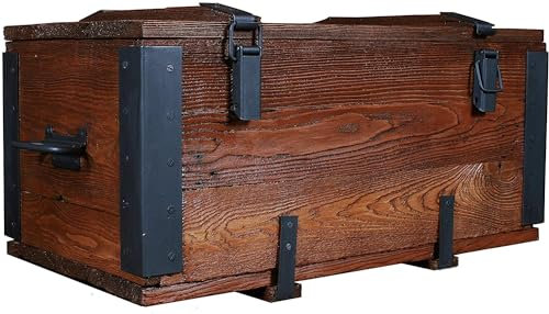 Emdivayn Vintage Truhen-Sofatisch aus Holz, rechteckiger Truhentisch aus Massivholz, Länge: 66 cm, Höhe: 36 cm, Tiefe: 33 cm