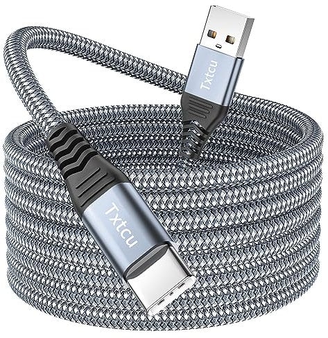 Txtcu Câble USB C 4m, Extra long Câble USB Type C Charge Nylon Tressé Câble USB C Chargeur Pour Samsung Galaxy S22 S21 S20 S10 S9 S8 Note 10 9 8, PS5, Switch, Huawei P30 P20, LG V30 G6 G5,Sony,Xiaomi