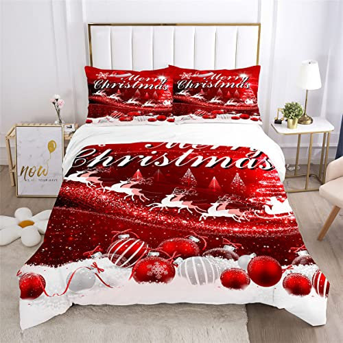JYHTK Bettwäsche-Set 135x200 cmmit Merry-Christmas-Design, 1 Deckenbezug, 1 Kissenbezüge, sehr weicher Stoff, Geschenk für Weihnachten, 2er-Set