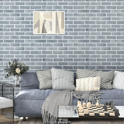 HotDecor Blaugraue Steintapete Vintage Abwaschbare Klebefolie Steinoptik für Küche Dekofolie Selbstklebend Wand Tapeten Wohnzimmer Schlafzimmer Retro Selbstklebende Tapete Steinoptik 3d 60cm X 300cm