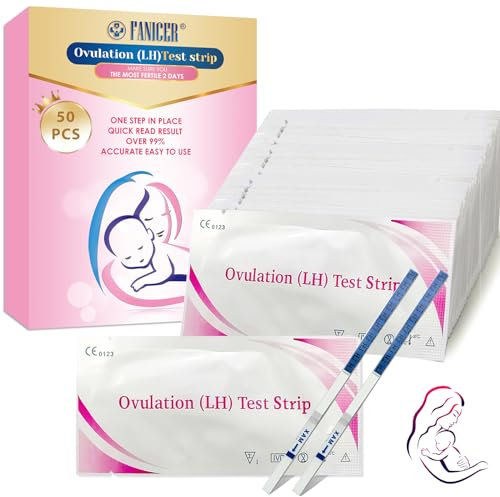 50 Stück Ovulationstest Streifen, Ovaluationstests, Eisprung Test, Empfindliche Ovulationstests, 25 miu/ml optimaler Sensitivität, Fruchtbarkeitstest für Frauen, Schnelle und Genaue Ergebnisse