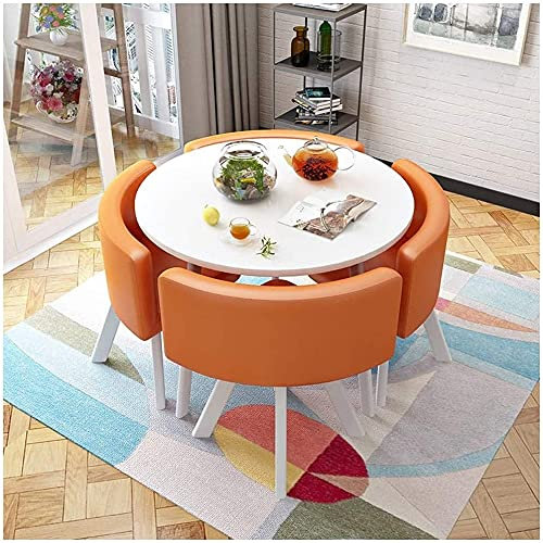 SUNMME Esstisch-Set für Unternehmen, runder Esstisch und Stühle, Balkon, Büro, Lounge, Garten, Besprechungsraum, Nagelstudio, Bekleidungsgeschäft, Café