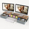 Dual Monitor Stand Riser mit 2 Schubladen - 100CM große Lagerung Computer Monitorständer für 2 Monitore, hölzerne Desktop Organizer perfekt für Home-Office-Schreibtisch, Computer, Laptop, TV, Braun